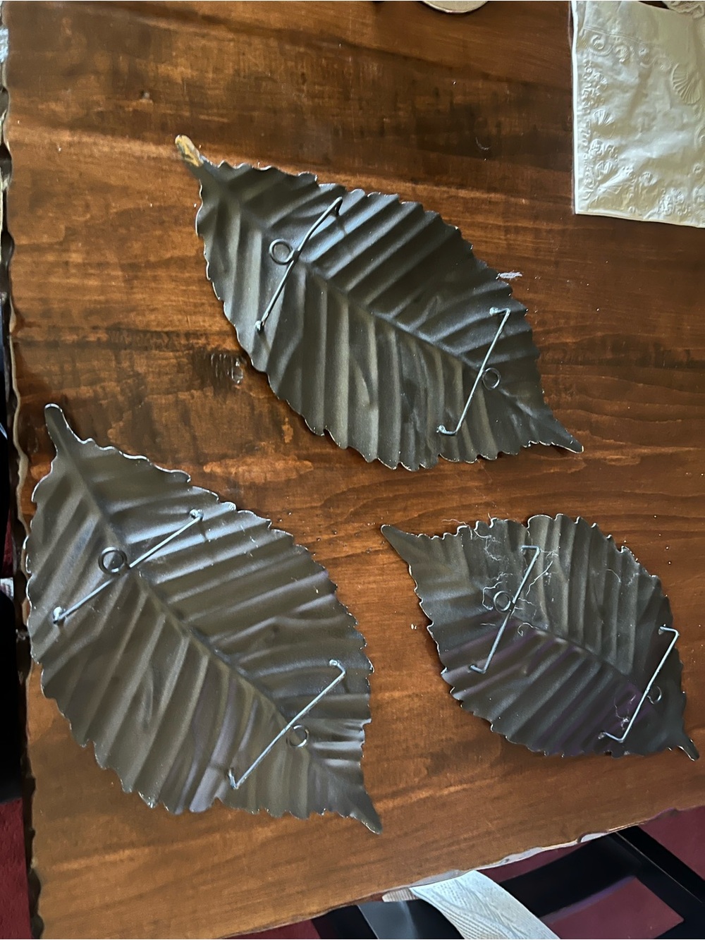 Black Metal Leaf Wall Art Trio by